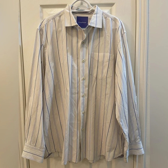 Tommy Bahama Other - Tommy‎ Bahama Striped Men’s Long Sleeve Button Down Contrast Cuff 100% Cotton XL